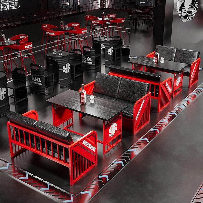 工业风酒吧桌椅组合清吧定制铁艺集装箱覆古奶茶店咖啡厅卡座沙发,淘宝优惠券,粉丝福利购,淘宝优惠卷