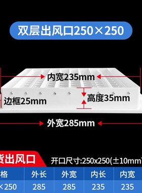 塑料Abs双层百叶出风口中央空调单层百叶回风出风口,网状,方圆连
