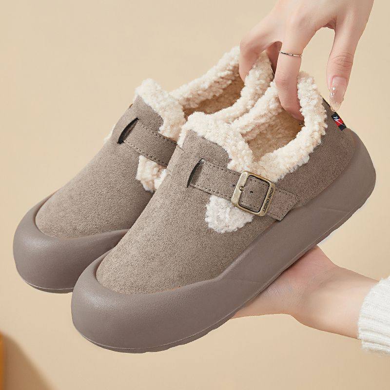 双星正品勃肯鞋女冬季加绒保暖厚底乐福鞋防滑大棉鞋一脚蹬毛毛鞋,淘宝优惠券,粉丝福利购,淘宝优惠卷
