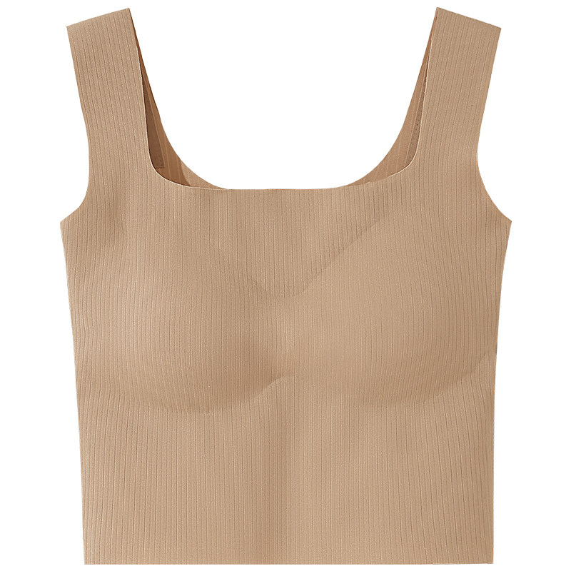 内搭外穿美背免穿文胸肤色吊带背心女内衣新款带胸垫聚拢方领上衣