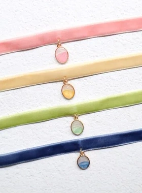 饰品坠项圈颈带绒女锁骨链马卡龙项链颈链双色仙女风天鹅绒Choker