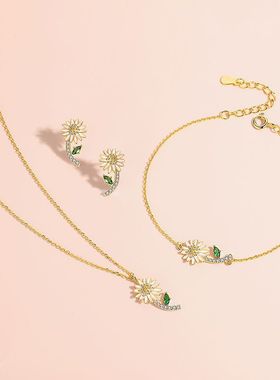 新品真S925银雏菊手链女手串