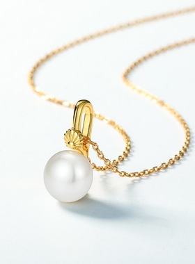 真S925银天然面包珍珠吊坠项链