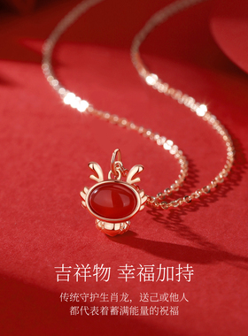 新真S925银玛瑙龙缘项链女项饰