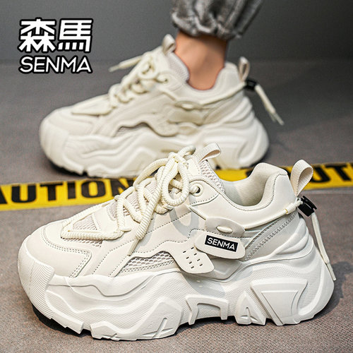森马网红爆款男鞋冬季运动休闲跑步厚底内增高潮牌高级感老爹潮鞋 - 图1