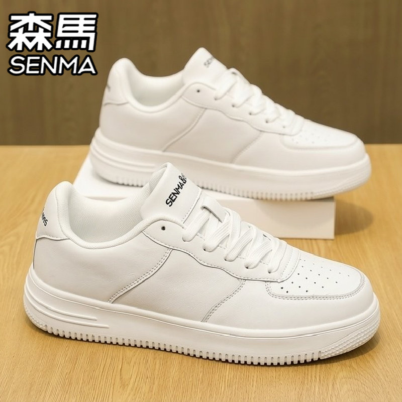 森马男鞋冬季加绒棉鞋真皮百搭休闲板鞋运动增高复古小麦色潮鞋子