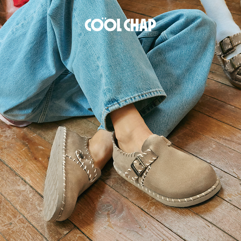 COOLCHAP2024新款进口牛反绒手工加绒厚底女防泼溅全包羊绒勃肯鞋