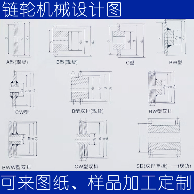 5分10A-2双排链轮传动齿轮10 13 17 19 20 25 55 60 齿链条轮链轮 - 图1