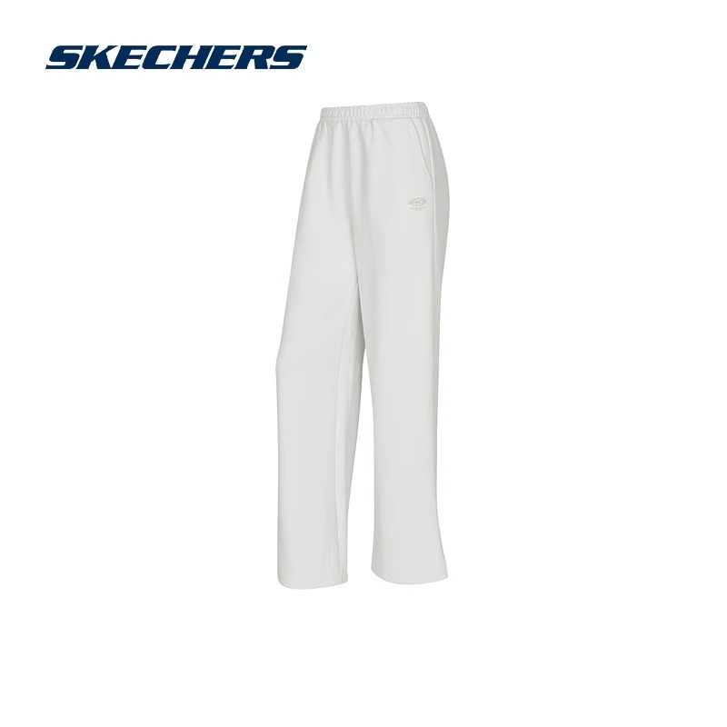Skechers斯凯奇2024新品女子运动长裤宽松针织面料舒适弹力休闲裤