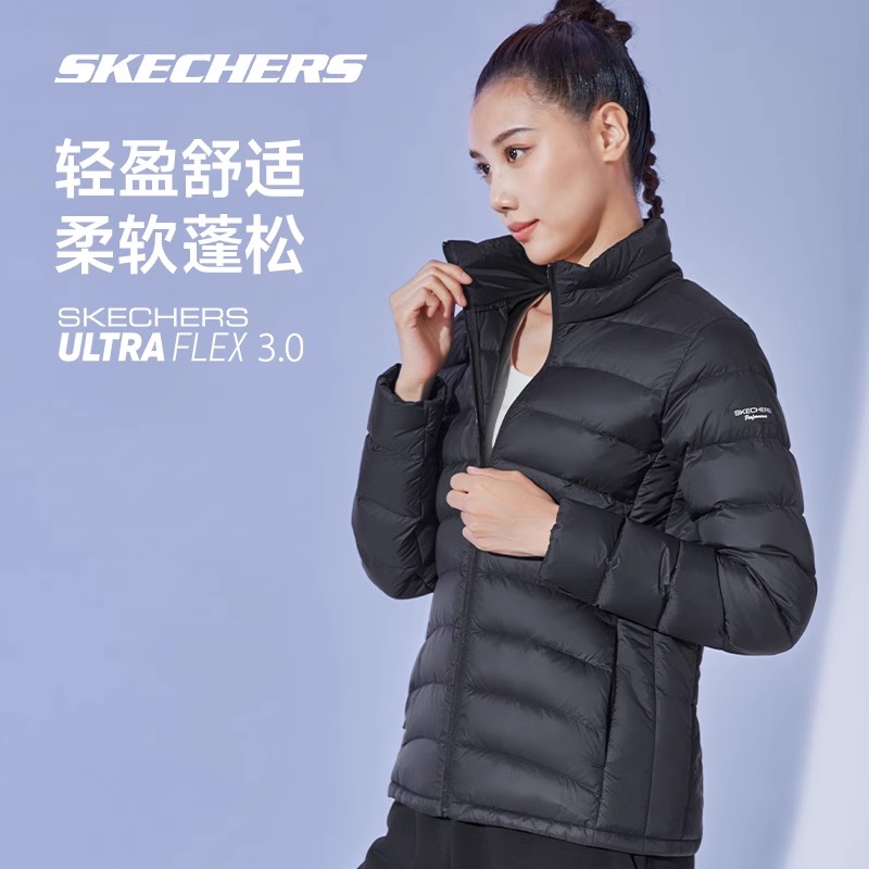 斯凯奇官方旗舰店冬季轻质羽绒服防泼水轻盈保暖防寒服男子外套女