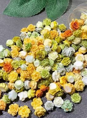 【爆款扎染】ins风月季玫瑰山茶雕花手工DIY手链立体花朵大小混装