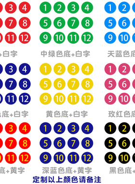 小号2CM圆形数字贴不干胶号码贴尺码标签贴编号标号贴纸印刷2厘米