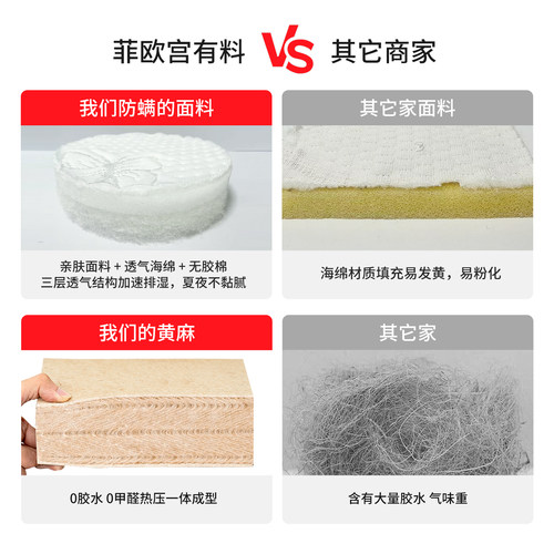 菲欧宫全拆式S型黄麻床垫老人儿童床垫护腰护脊0胶水0甲醛硬床垫 - 图2