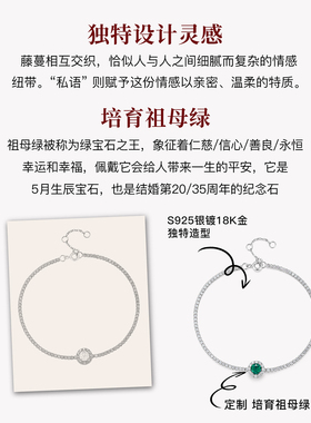 MITHAOL藤蔓私语手链女轻奢小众高级感培育宝石祖母绿手饰银镀18K