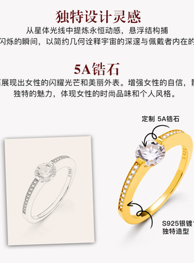 MITHAOL星芒悬浮戒指女小众设计高级感可转动钻戒时尚百搭银指环