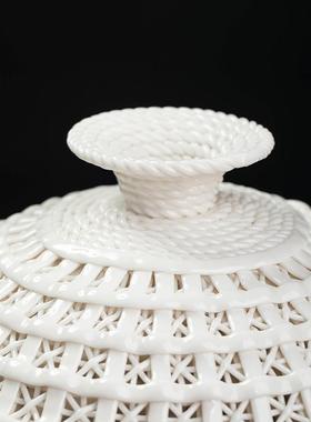 东方陶土小天地方圆瓷瓶摆件中国风家居客厅博古架酒柜装饰工艺品