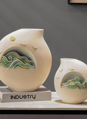 新中式客厅玄关轻奢摆件高端大气电视柜装饰品乔迁礼物博古架酒柜