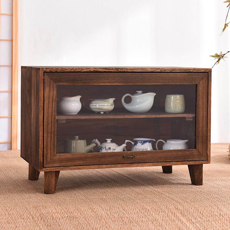 实木桌面茶壶收纳柜碗柜茶杯茶具防尘器皿餐边柜置物架茶柜博古架,淘宝优惠券,粉丝福利购,淘宝优惠卷