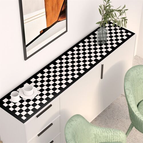极速黑白棋盘格 鞋柜垫子台面防水防油桌布盖P巾盖布电视柜长条桌 - 图0