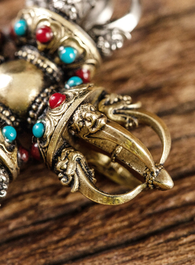 极速尼泊尔黄铜十字金刚杵吊坠藏式车饰挂件普巴金刚橛Z念珠配饰