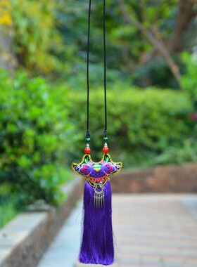 极速民族风复古长款刺绣植物荷包B百搭毛衣链挂件民族服装配饰项