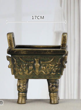 极速非遗彩陶瓷仿古青铜器摆件桌面装F饰工艺品玄关书架博古架办