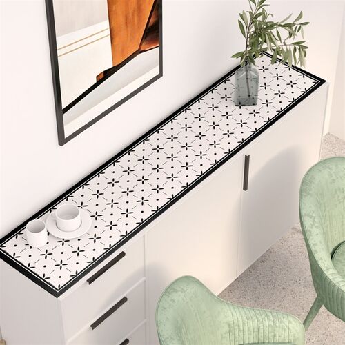 极速黑白棋盘格 鞋柜垫子台面防水防油桌布盖P巾盖布电视柜长条桌 - 图2