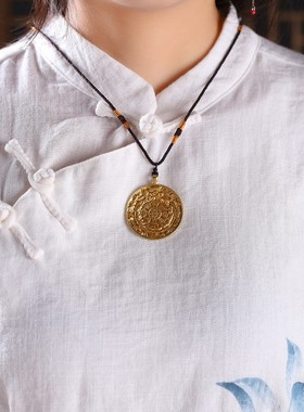 极速黄铜九宫八卦牌m十二生肖挂件本命年随身腰牌男女个性项链小