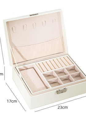 好货New Design Pu Leather Jewelry Box DoubleLayer Wooden Cas