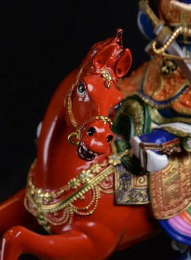 速发藏式格萨尔王像神像纯件彩绘藏传台吉供祥奉摆铜密宗护法像