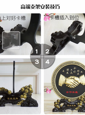 速发合作共赢握手摆件老板办公室书柜装饰书桌摆设商务送礼炭雕工