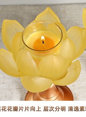 速发前法琉璃七色莲花福莲烛台酥油灯座佛用家古底座灯托供灯摆件