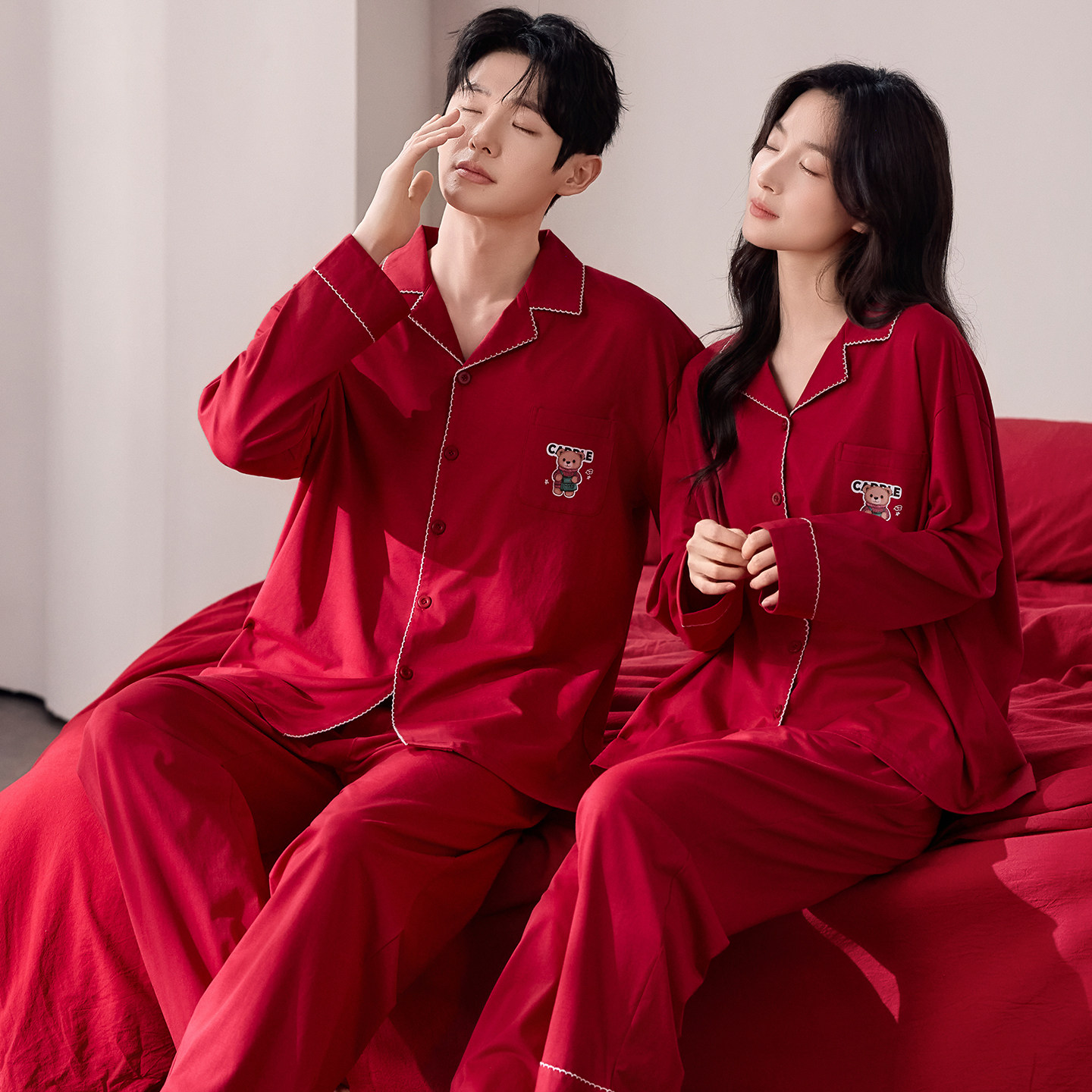 都市丽人红色睡衣情侣2026新款纯棉结婚本命年新婚套装家居服男女,淘宝优惠券,粉丝福利购,淘宝优惠卷