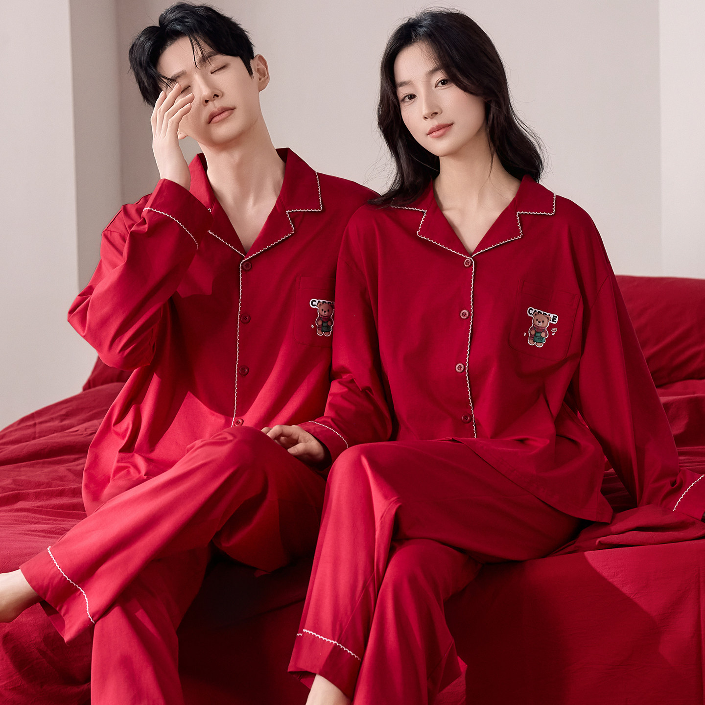 都市丽人红色睡衣情侣2026新款纯棉结婚本命年新婚套装家居服男女,淘宝优惠券,粉丝福利购,淘宝优惠卷
