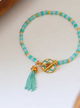 天然石蓝色手串高级感