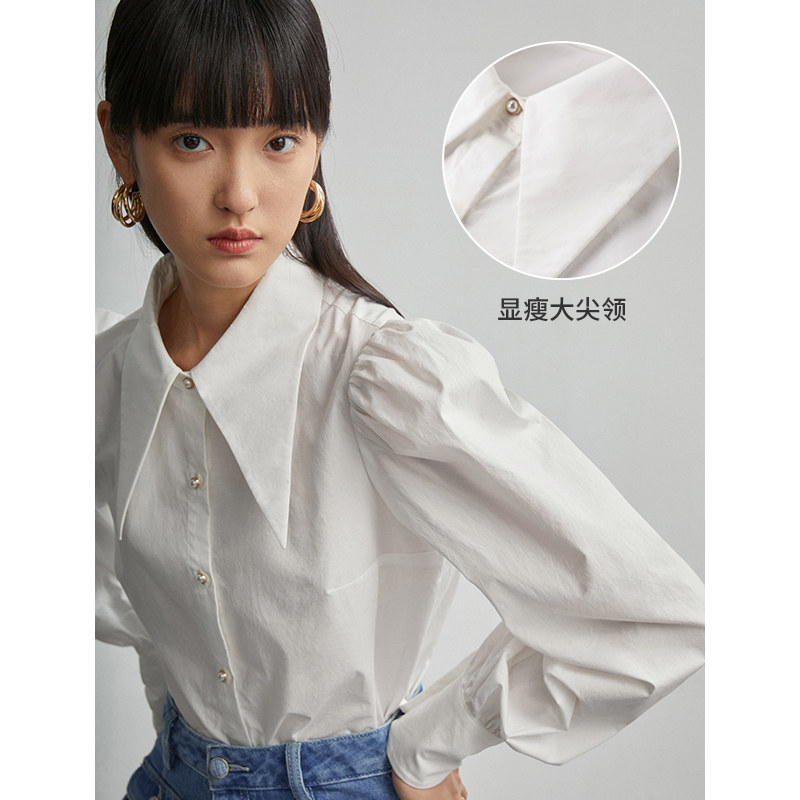 茵曼旗舰店长袖2021秋季新款衬衫 茵曼一零一度衬衫