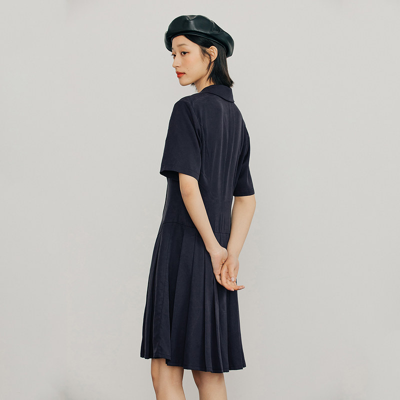 茵曼西装裙秋季新款优雅短袖连衣裙 茵曼一零一度连衣裙