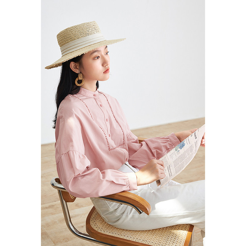 茵曼2021秋装新款女气质立领衬衣 茵曼一零一度衬衫