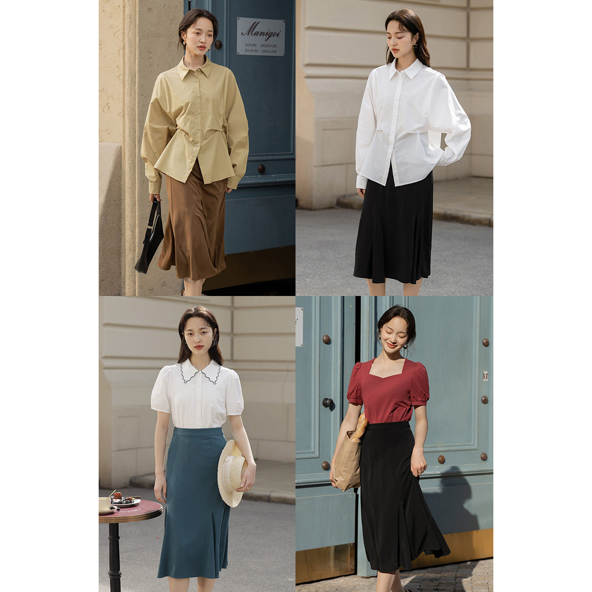 茵曼法式鱼尾2022年春季新款半身裙 茵曼一零一度半身裙