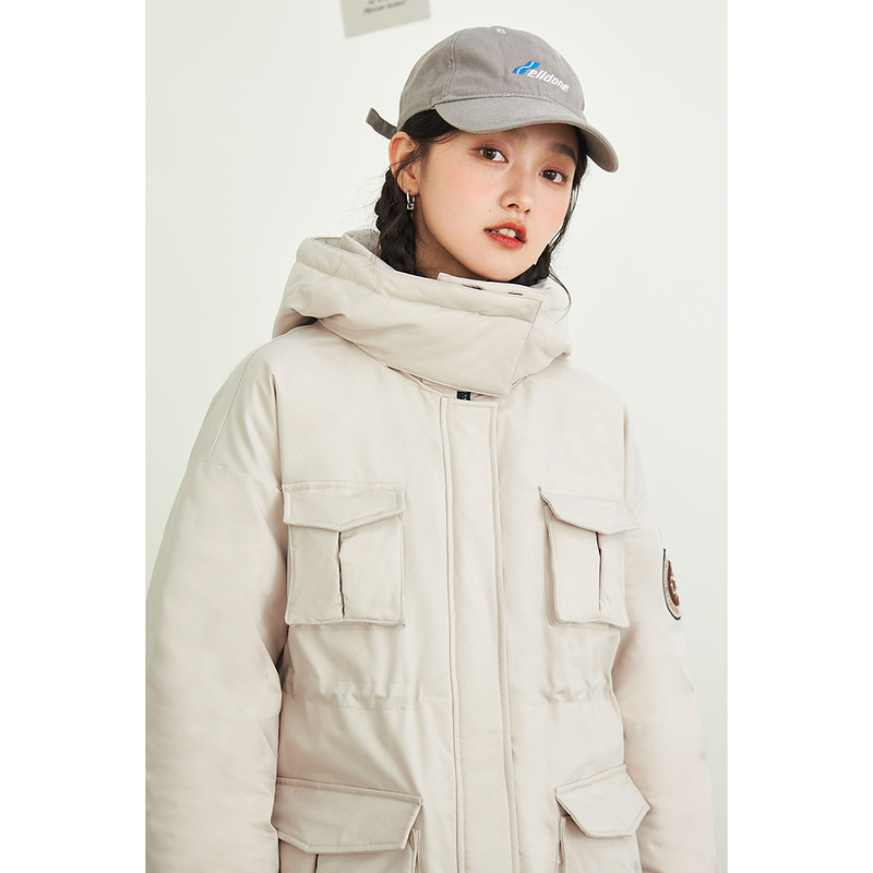 茵曼宽松防风衣冬季新款连帽白鸭绒 茵曼一零一度羽绒服