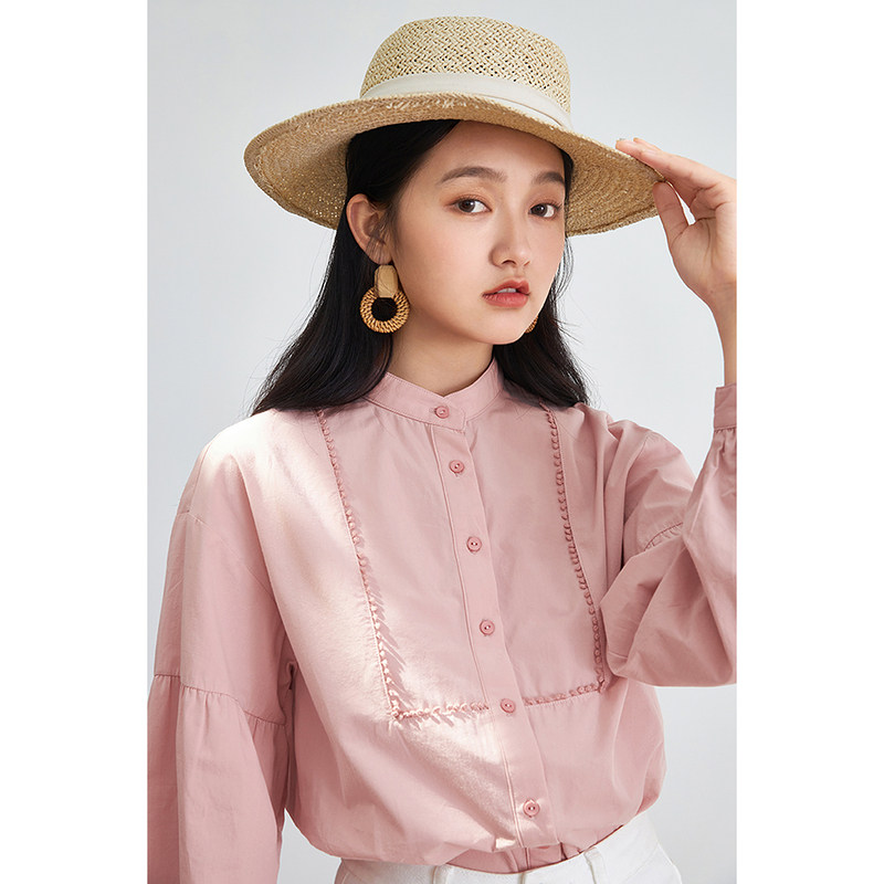 茵曼2021秋装新款女气质立领衬衣 茵曼一零一度衬衫