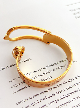 欧美小众设计金属冷淡风镂空开口搭扣手镯戒指轻奢高级感手环指环