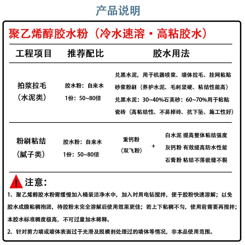 聚乙烯醇胶粉pva2488冷水速溶胶水粉建筑工地拍浆挂网拉毛好爽快 - 图1