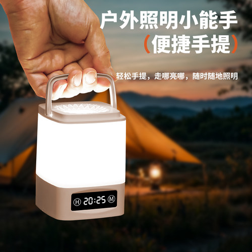 触猫多功能床头灯柔光护眼小夜灯便携时钟月子夜灯卧室床头灯喂奶 - 图0