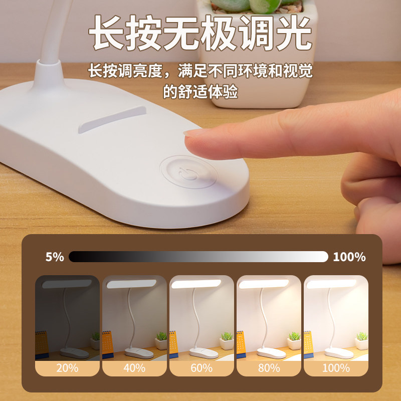 挂墙可充电式小台灯护眼大学生卧室床头阅读宿舍夹子夹式学习专用