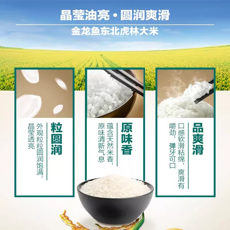金龙鱼东北虎林大米5KG*1袋10斤装 东北大米家用煮饭软糯香甜鲜米