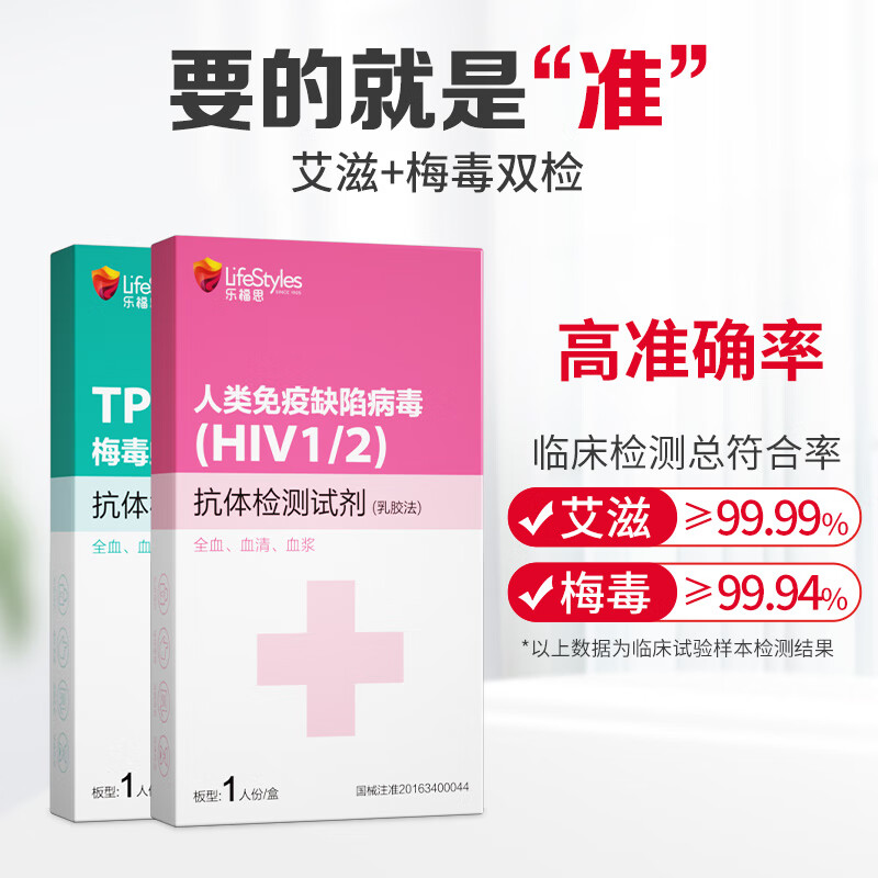 乐福思hiv检测纸艾滋病测试纸梅毒双检性病抗体自检试剂盒非四代4-图0