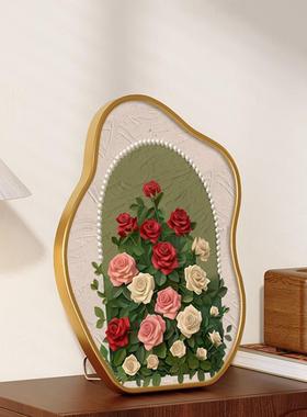 珍珠玫瑰中古风桌面斗柜小摆台装饰画复古艺术摆件高级感小众摆画