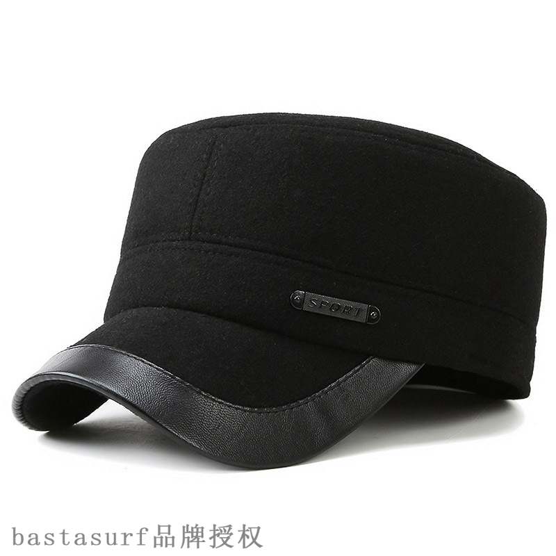 网红Winter new warm woolen men's flat top hat fashion outdoo-图3