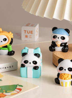 速发治愈系办公车面装饰汽桌小摆件可爱熊猫情定稳绪工位电脑趴趴